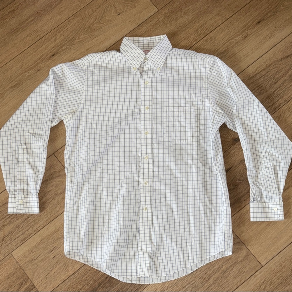 GREAT CONDITION Brooks Brothers White and Blue Checkered Shirt